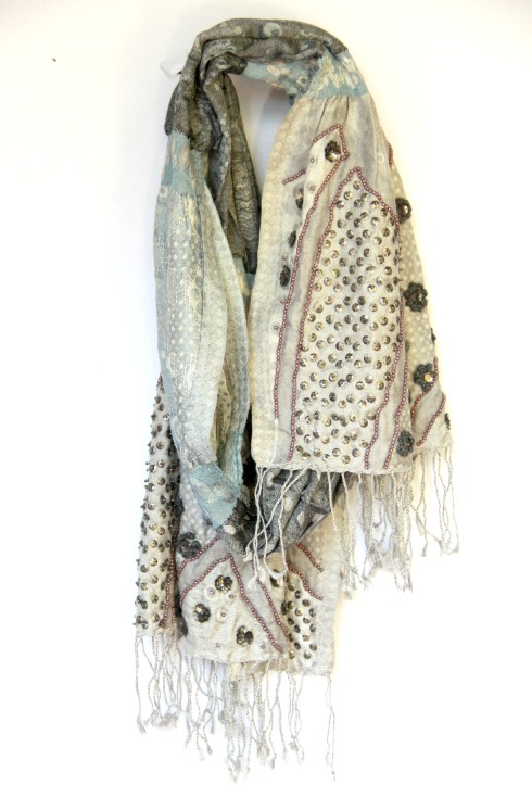 grey embroidered scarf